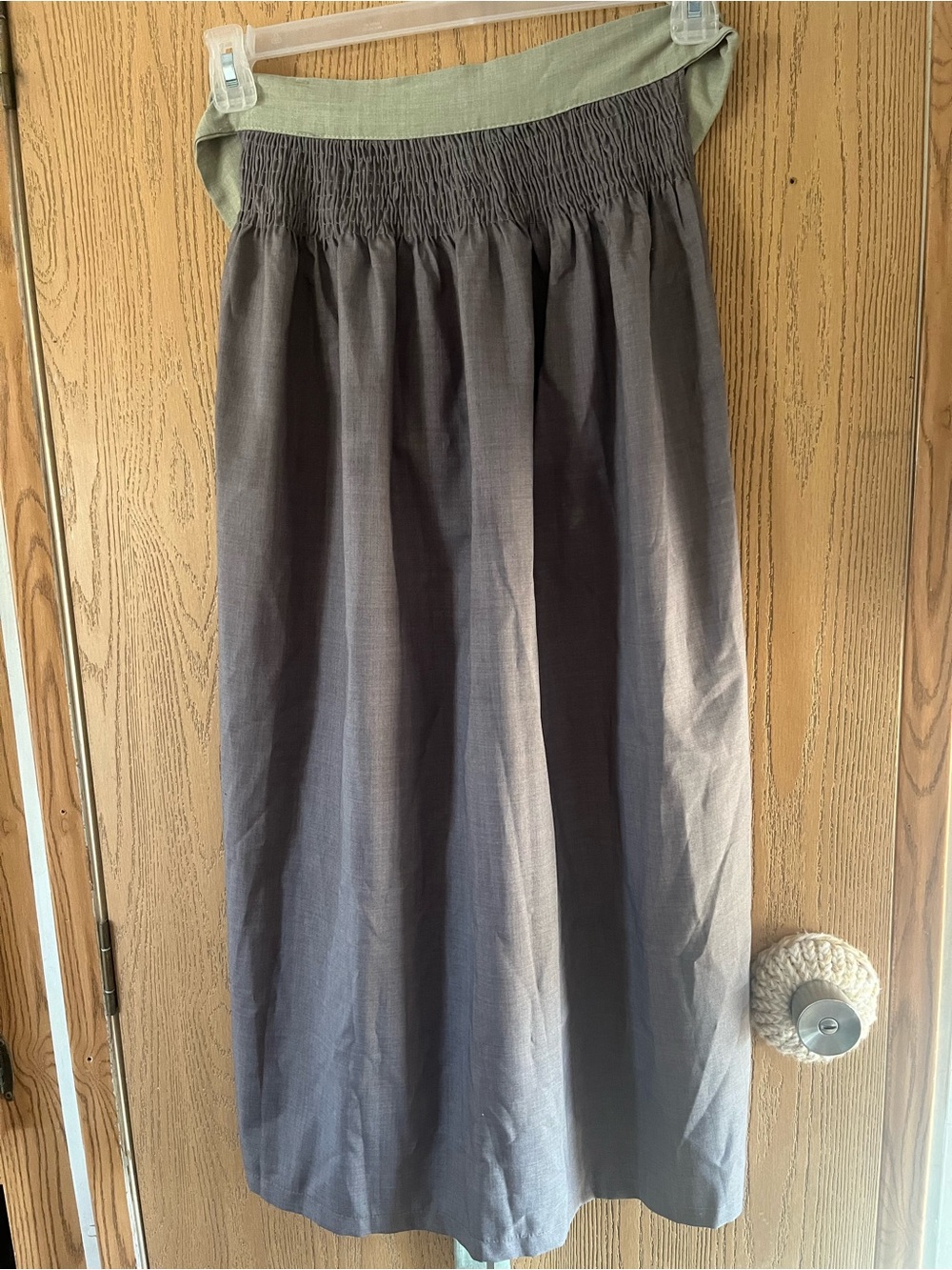 Apron long farmhouse gray green L